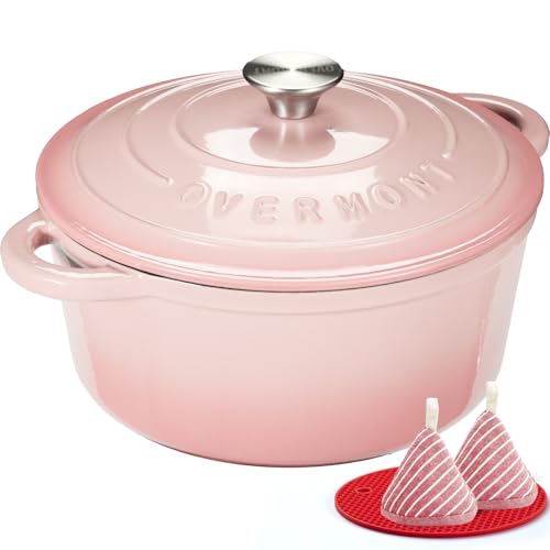 Enameled Cast Iron Dutch Oven (5.5 Quart / Pink)