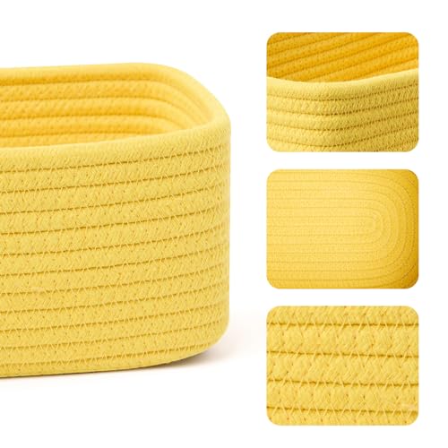 Small Storage Baskets for Organizing (3pcs-L11.5xW7.5xH4.7" / Yellow)