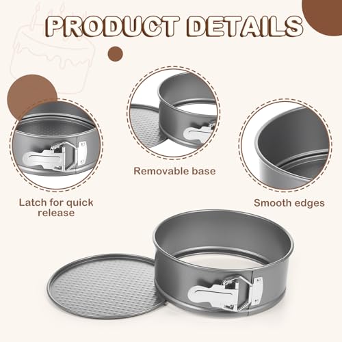 4 Pcs 7 Inch Non Stick Springform Pans Cheesecake Pans (Gray / 7 Inch)