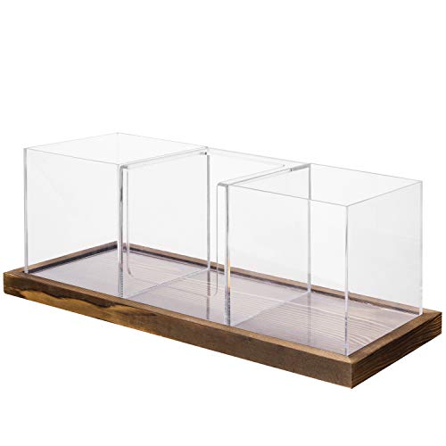 Coffee & Tea Station Organizer with Acrylic Compartments (Brown, Clear)