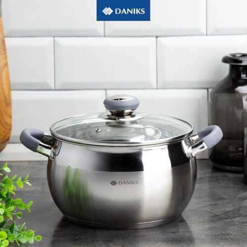 Modern 2 Quart Stainless Steel Stock Pot with Glass Lid (2 Quarts)