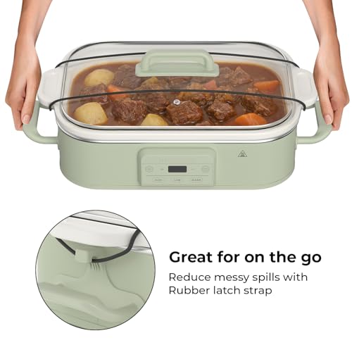4 Quart Casserole Programmable Slow Cooker with Ceramic Baking Dish (Sage)