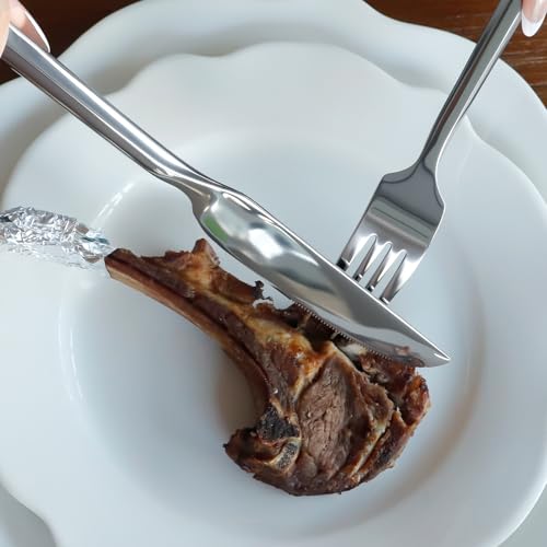 Silverware Set with Hexagon Handle 40 Piece Service for 8 (Silver / 40 Pcs)