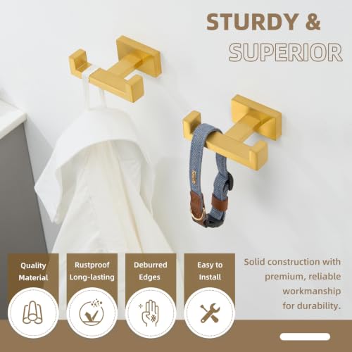 Double Towel Hook Brushed Dark Gold (2 Pack / Brushed Dark Gold)