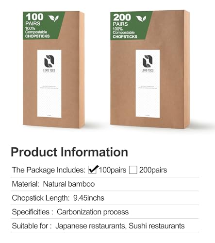 100Pairs Bamboo Chopsticks Disposable (100Pairs)