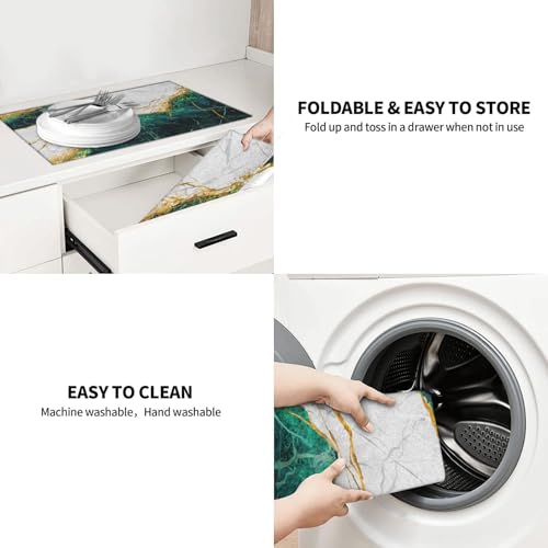 Marble Green Dish Drying Mat 18x24 for Kitchen Counter (24" x 18")