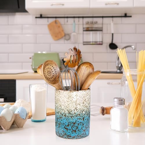Utensil Holder (White & Blue)