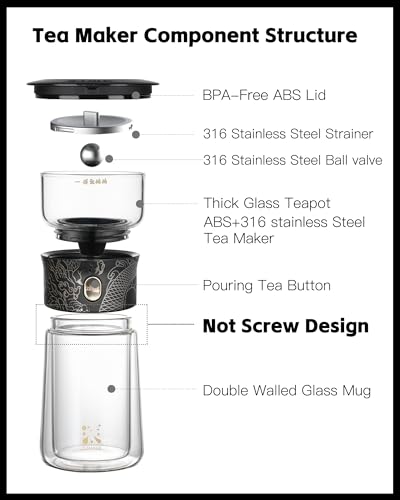 Glass Infuser Teapot (07-Black Dragon / 9oz)