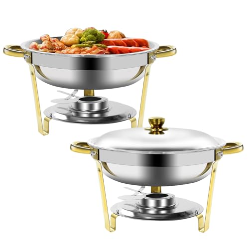 Gold & Silver Chafing Dishes for Buffet with Lid 5QT (2 PACK)