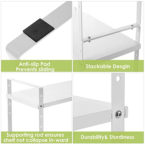 Expandable Cabinet Shelf Organizer Rack (8.7''D*15.7-25.6''W*9.8''H / White-1 Pack)