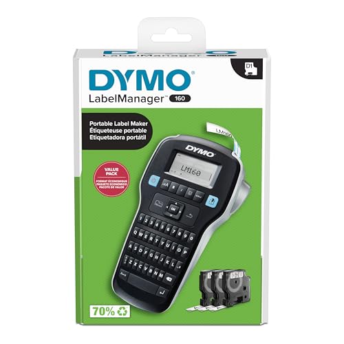 LabelManager 160 Label Maker Bundle with 3 D1 Label Cassettes