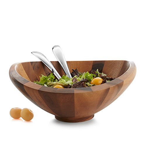 Butterfly Acacia Wood Salad Bowl with 2 Salad Servers (Wood)