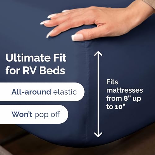 Short Queen Size 4 Piece Bed Sheet Set (18 - Navy Blue / Short Queen)