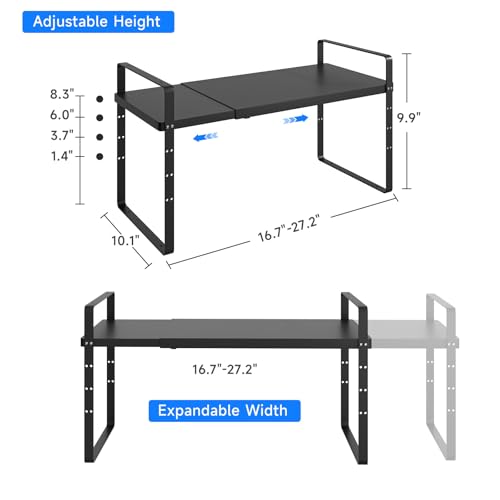 Expandable Cabinet Shelf Organizer (Black Large)