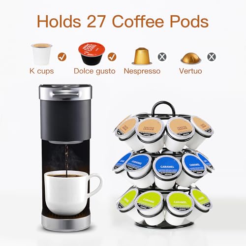 Rotating Coffee Pod Holder for Keurig Pods (27 Pods Capacity-Black)