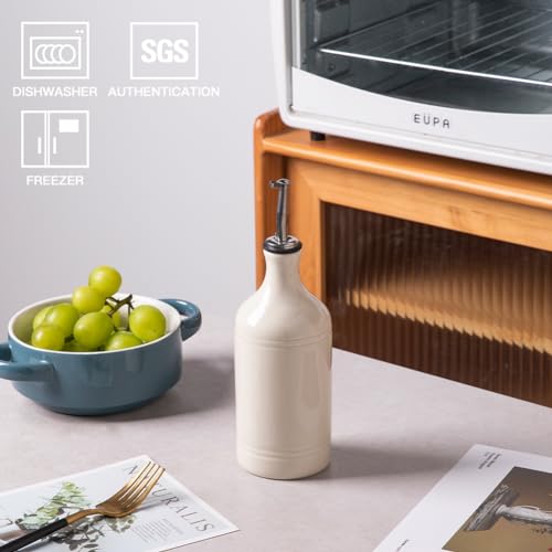 Sweejar Ceramic Olive Oil Dispenser Bottle (15.5 oz, Set of 1 / Beige)