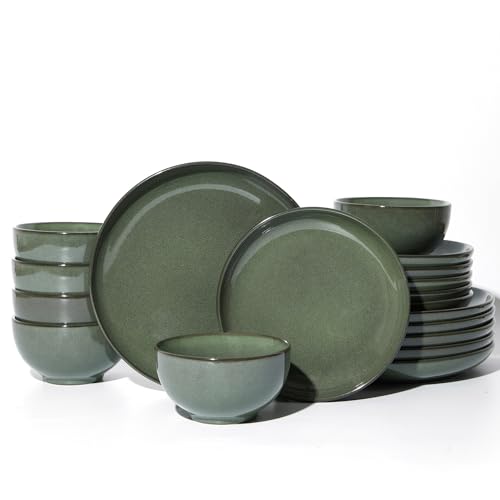 Ceramic Dinnerware Sets for 6 (Moss Green / Set (18pcs))
