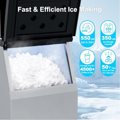 Commercial Ice Maker (Silver / 29"D x 22"W x 65"H)