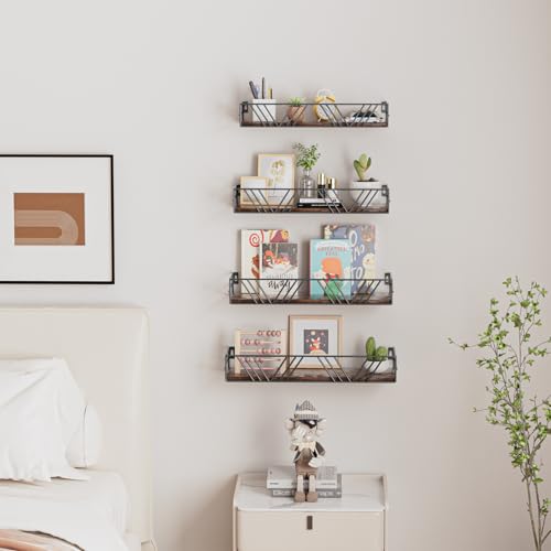Floating Shelves for Wall Set of 4 (Brown)