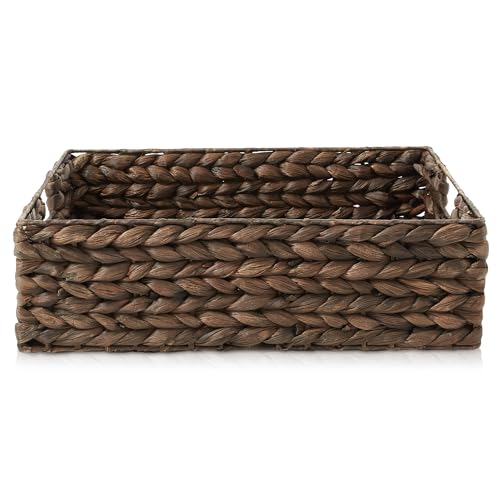 Set of 4 Water Hyacinth Pantry Baskets (Espresso - Hyacinth / 12.5" x 17" x 5")
