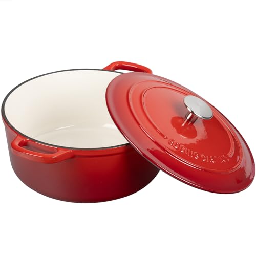 Enameled Cast Iron Dutch Oven Pot with Lid (Red / 7QT)