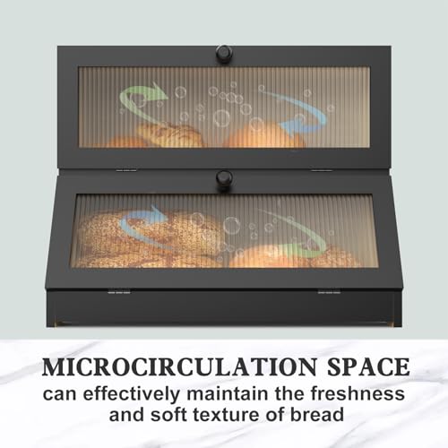 Bread Box for Kitchen Countertop (Black-2 / 2‑tier)
