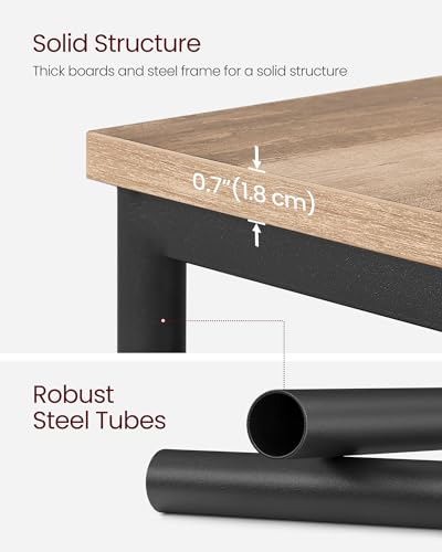 Side Table Small End Table (Camel Brown + Ink Black)