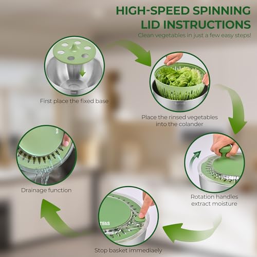 Stainless Steel Salad Spinner (Stainless Steel / 4.25Qt)