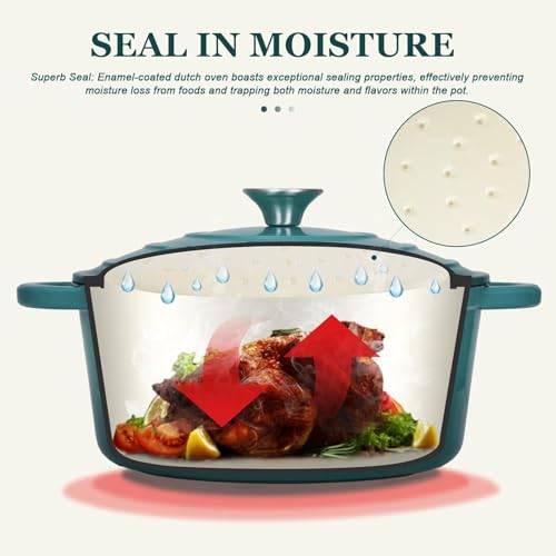 Enameled Cast Iron Dutch Oven (5.5 Quart / Bottle green)