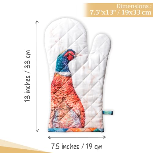 Maison d'Hermine Oven Gloves 100% Cotton Oven Mitt (084 - Faisan D'automne / 7.5" x 13" (Oven Mitt))
