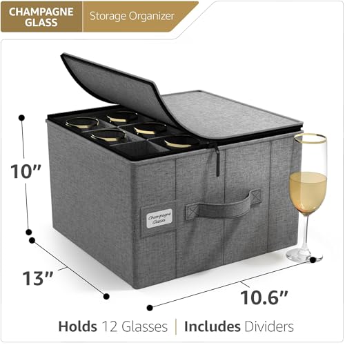 Champagne Flute Storage Box (Gray / Flute Glass Storage)