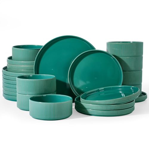 Stoneware Dinnerware Sets for 8 (Sage Green / Service for 8)
