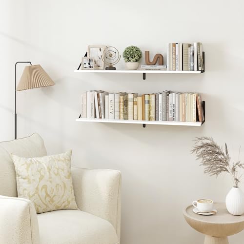 White Deep Floating Shelves for Wall