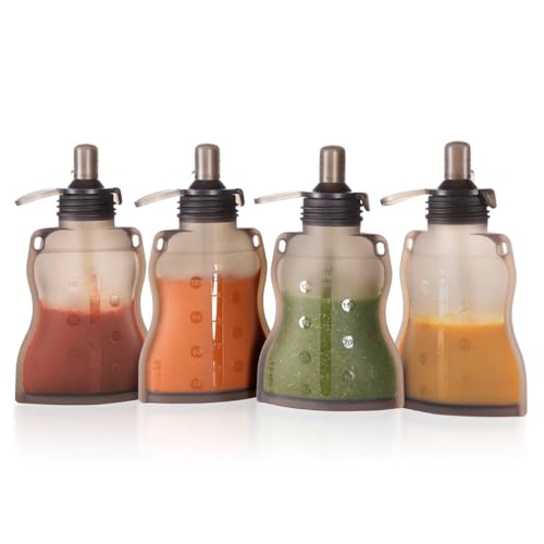 Refillable Silicone Baby Food Pouch (Grey / 4-Pack)