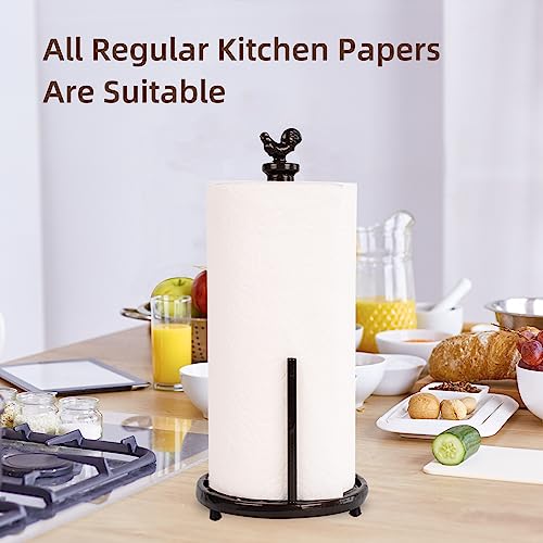 Cast Iron Rooster Paper Towel Holder for Kitchen Countertop (Coffee Gold-rooster)