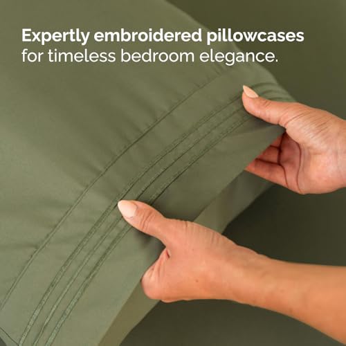 Flex Top Split Head King 4 Piece Sheet Set (15 - Sage Green / Split Head/Flex Top)
