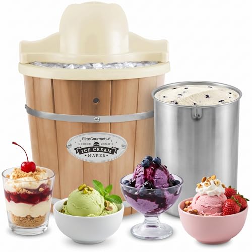 EIM 924L 4Qt Old Fashioned Wood Bucket Ice Cream Maker (Cream)