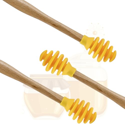 3 Pack Silicone Honey Dipper Sticks (Yellow)