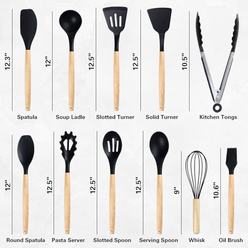19 PCS Black Kitchen Cooking Utensils Set Kitchen Tools Set (Black)