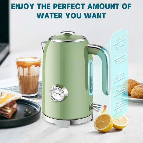 57oz Electric Kettle with Thermometer (Retro Green)