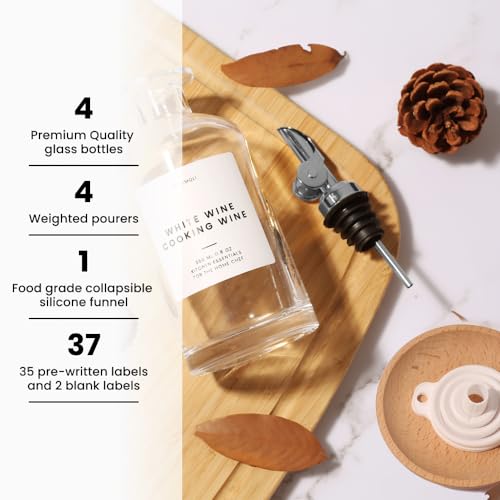Olive Oil Dispenser Bottle for Kitchen (350ml, Set of 4 Bottles / Silver)