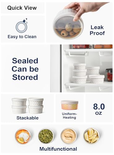 Ramekins Oven Safe with Lids (8 oz)