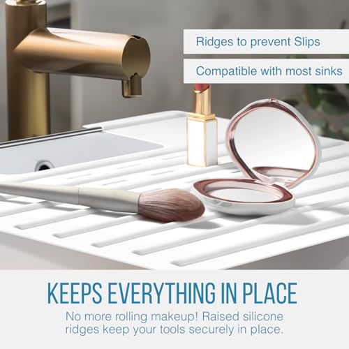 Bathroom Sink Cover & Silicone Makeup Mat (White / Large)