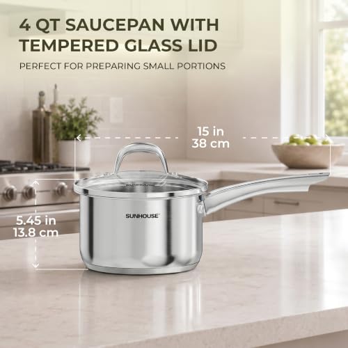 4 QT Stainless Steel Sauce Pan with Lid