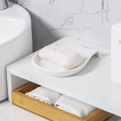 HOMBENE Porcelain Spoon Rest for Kitchen Counter Ceramic Small (4 Count)