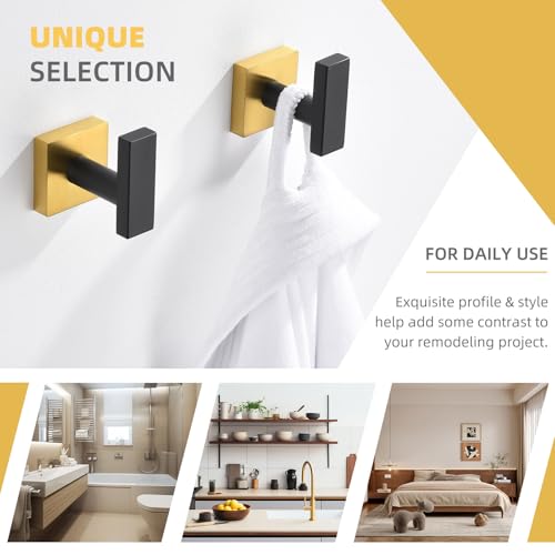 Bathroom Towel Hook Black & Gold (Black & Gold)