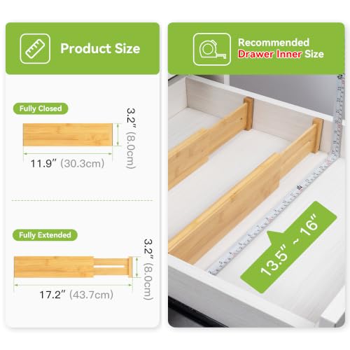 Bamboo Dresser Drawer Dividers (Natural / 3.2"H, Small)