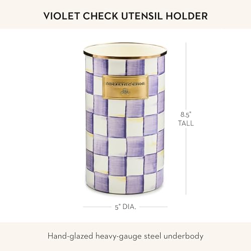 Enamel Utensil Holder (Violet Check)