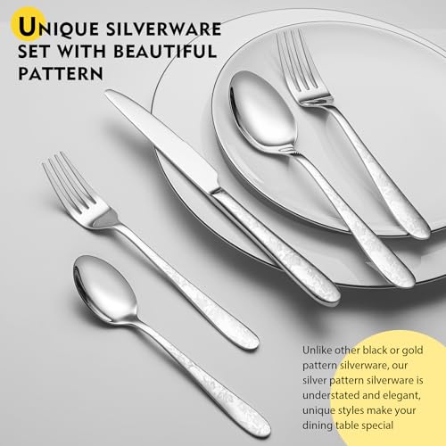 40 Piece Silverware Set (Silver Peony)