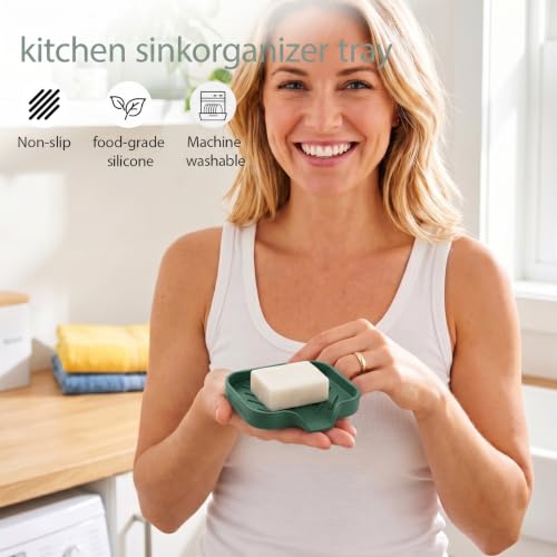 Silicone Soap Dish with Drain Spout (Coffee / S(4.9"×3.2"))